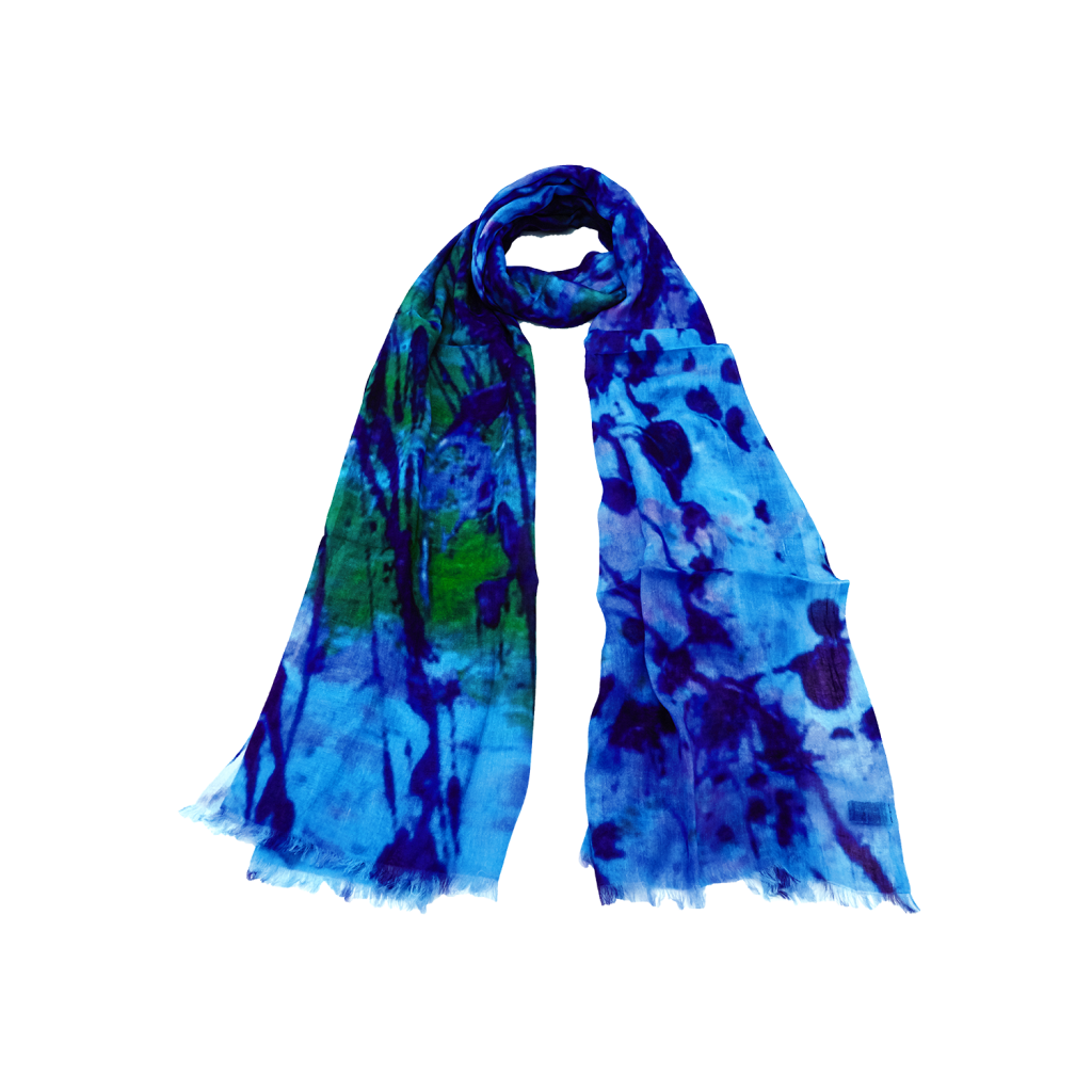 Blue Splatter Scarf Niam Jain Blue splatter scarf niam jain